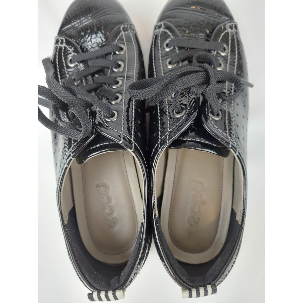ECCO Women's Spin Black Patent Leather Lace Up Sneaker Size 7 - Picture 8 of 11